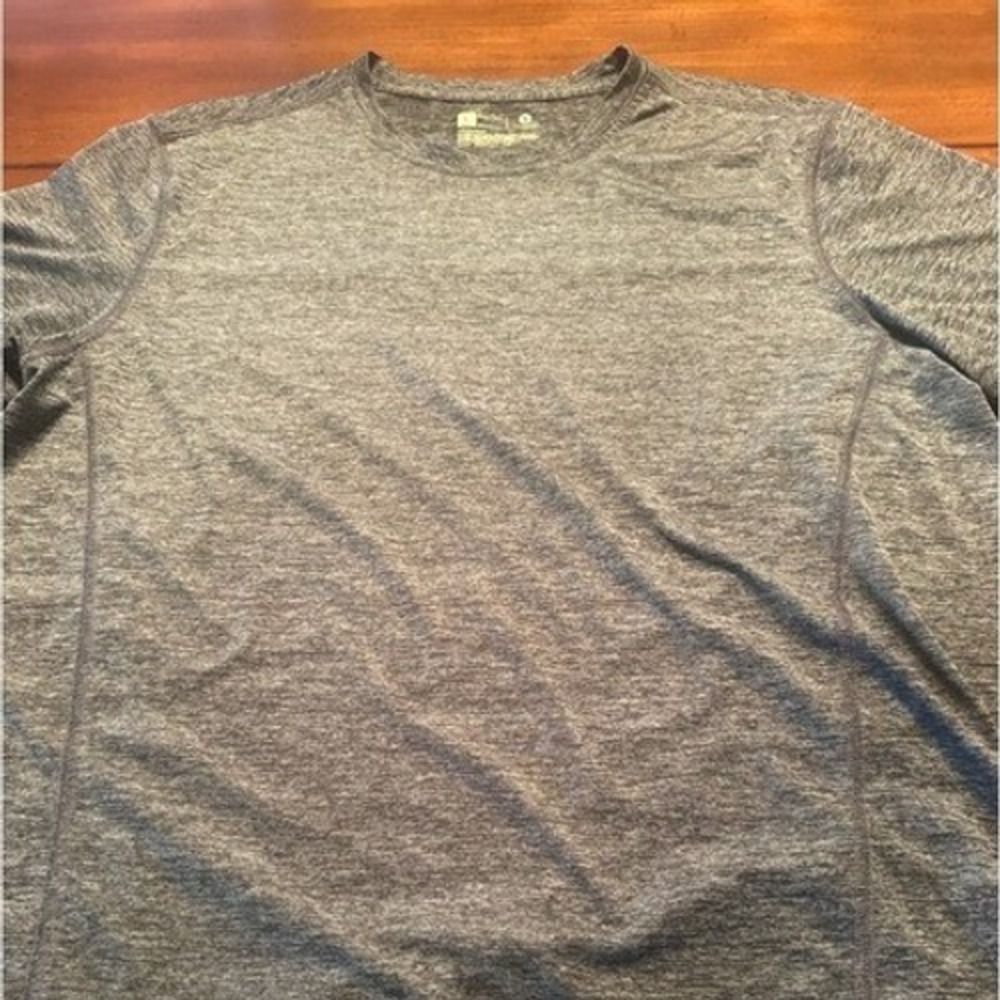 Xersion Power Tee Mens Large Gray Excellent Heathered Short Sleeve Gym Shirt